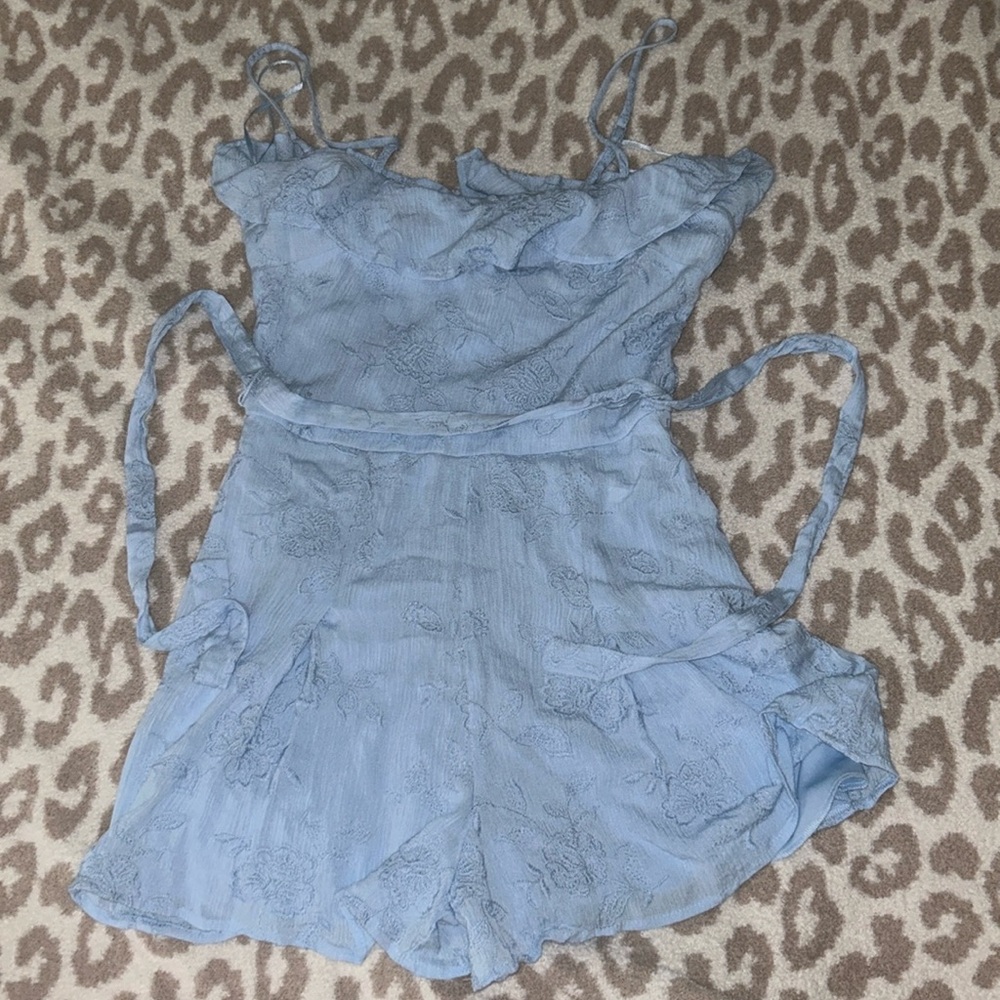 Summer Blue Floral Romper Francesca’s